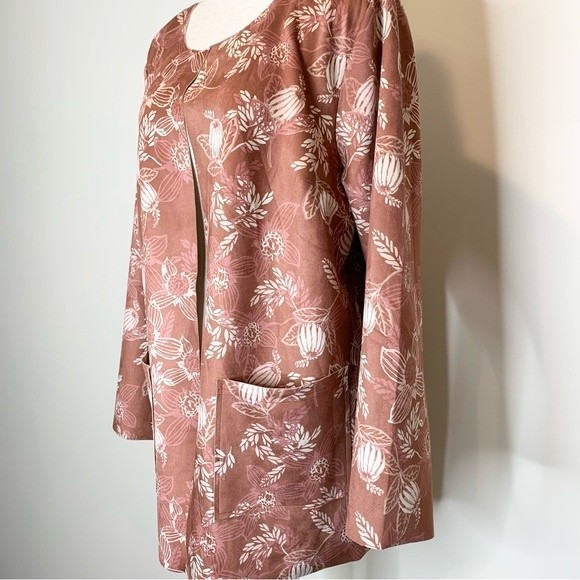 d&co. Naturals Open Front Autum Fall Print Jacket Large - Picture 3 of 9